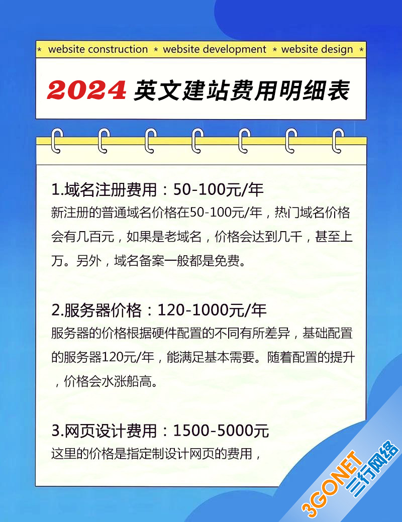 建英文网站多少钱？2024英文建站费用明细！